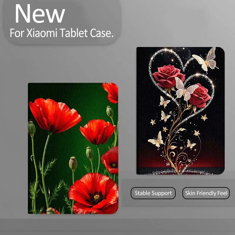 

Чехол для планшета с рисунком сердца, розы и бабочки для Xiaomi Redmi Mini Pad SE K 2 4 5 6 7 8 2023 2025 11 8.8 11.2 10.1 Pro, подарок