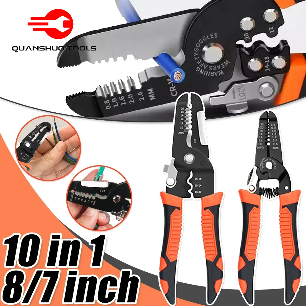 

10 in 1 Wire Pliers Multifunctional Electrician Peeling Household Network Cable Wire Stripper Puller Stripper Tools