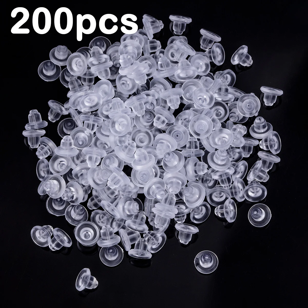 100–500 Stück Silikon-Ohrring-Verschlüsse, sicherer Kugel-Kupplungsstopper, klare Ohr-Clog-Muttern für DIY-Schmuck, Ohrstecker, Zubehör