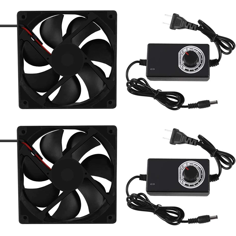 2PCS Blower Cooling Fan 120x25mm 110V 220V AC Powered Cooling Fan Dual-Ball Bearings 3 to 12V Speed Controller Fan