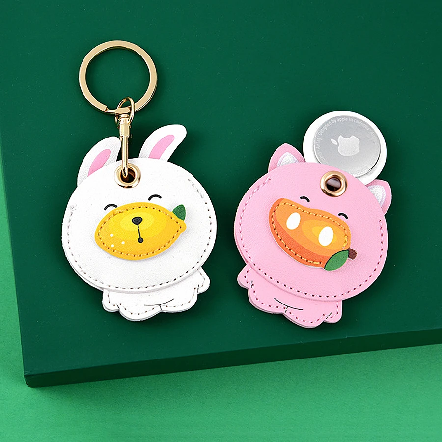 Cute Fruit Animal Keychain Girl Boy Funny Key Ring Holder Pendant Access Card Kawaii Airtag Case Anti-lost Bag Charm Funky Gift