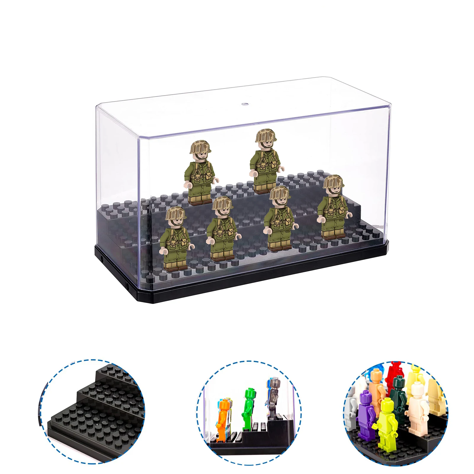 Display Case for Minifigure Action Figures Blocks, Acrylic Case Box Storage Building Block for Toy Models Collectibles Display