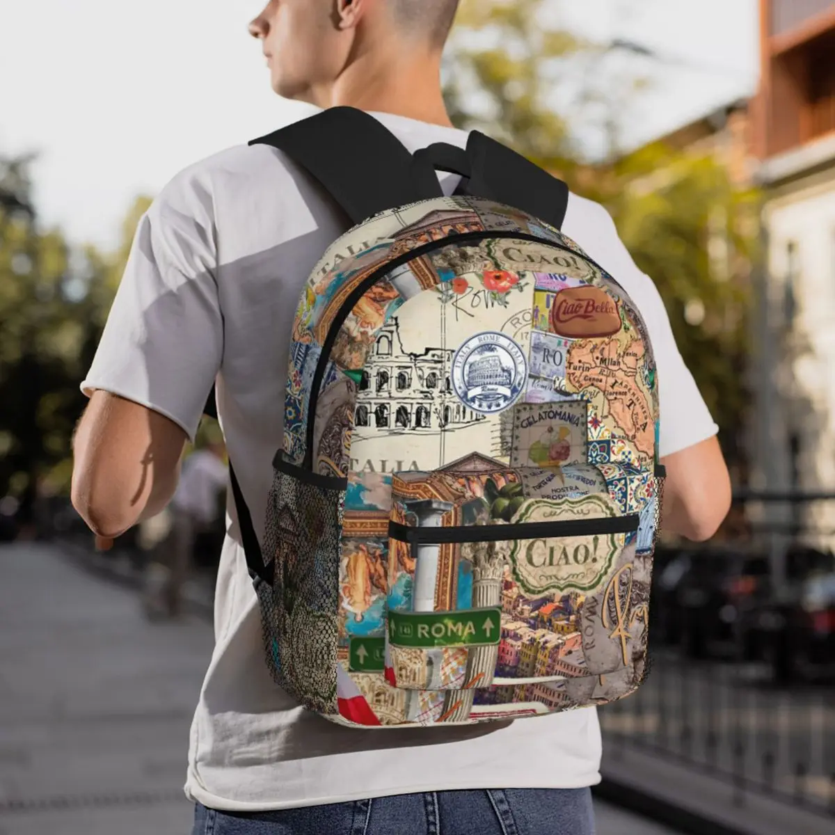 A Unisex Italian Themed Featuring Vibrant Italian Symbols Backpack Student BookBag Children School Bag Shoulder Bags for Unisex