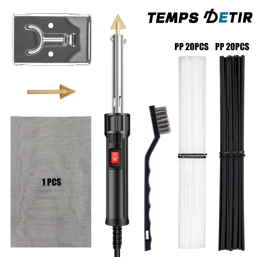 

150W Soldering Iron, Home 110V / 220V Car Bumper Repair Welding Tool, Including Stainless Steel Repair Mesh, 40 PP Welding Rods,