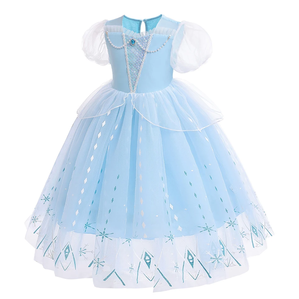 Girls Elsa Dress Snow Queen Costume Princess Cosplay Outfits Kids Carnival Party Prom Gown Children Halloween Elegant Clothing