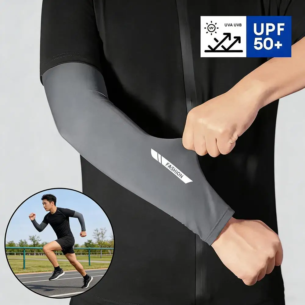 

1Pair UPF50+ Summer Cool Feeling Arm Sleeves Women Cycling Running Fishing Oversleeve Men Breathable Ice Silk Sunscreen Unisex