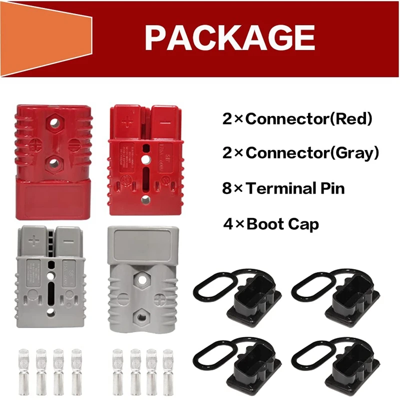 

1Set For Winch Trailer 2-4 AWG175A Battery Power Connector 12-36V Cable Quick Connect Disconnect Kit For Anderson Connector