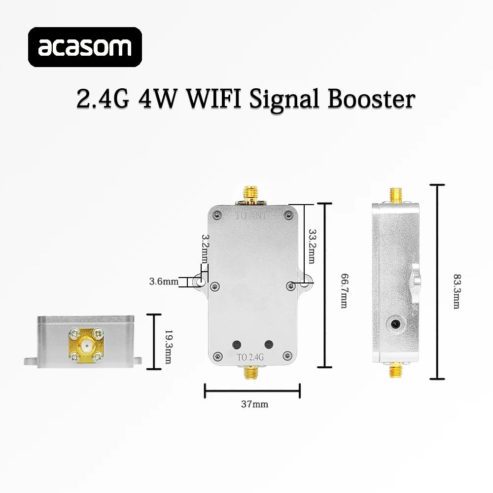 ルーター用ワイヤレス信号ブースター,2.4GHz,wi-fi,4W,電力範囲拡張,ブロードバンドアンプ