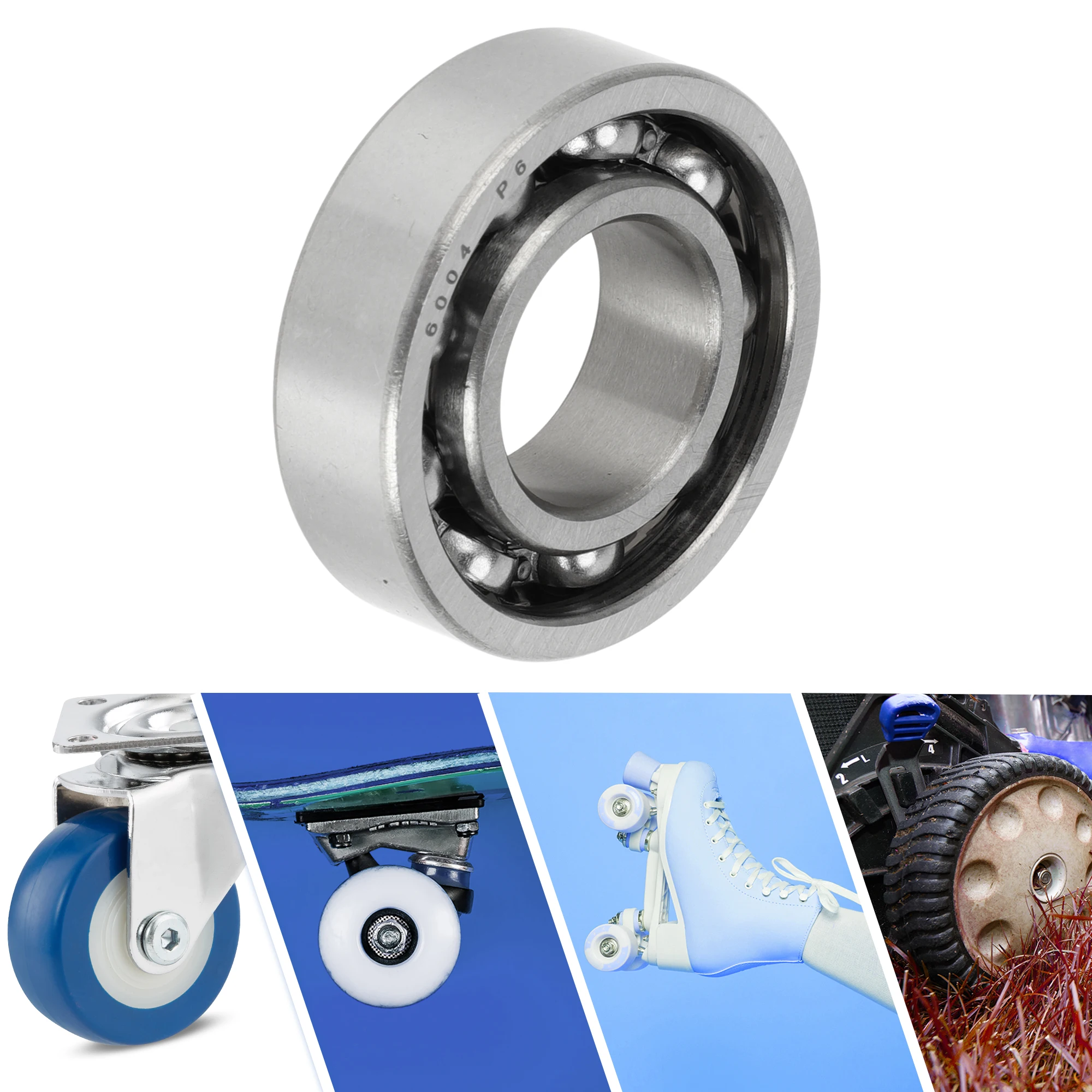 Motoforti 6004 Deep Groove Ball Bearings P6 20x42x12mm Lubricated Bearings Open Type Silver Tone Scooter Skateboard Wheel