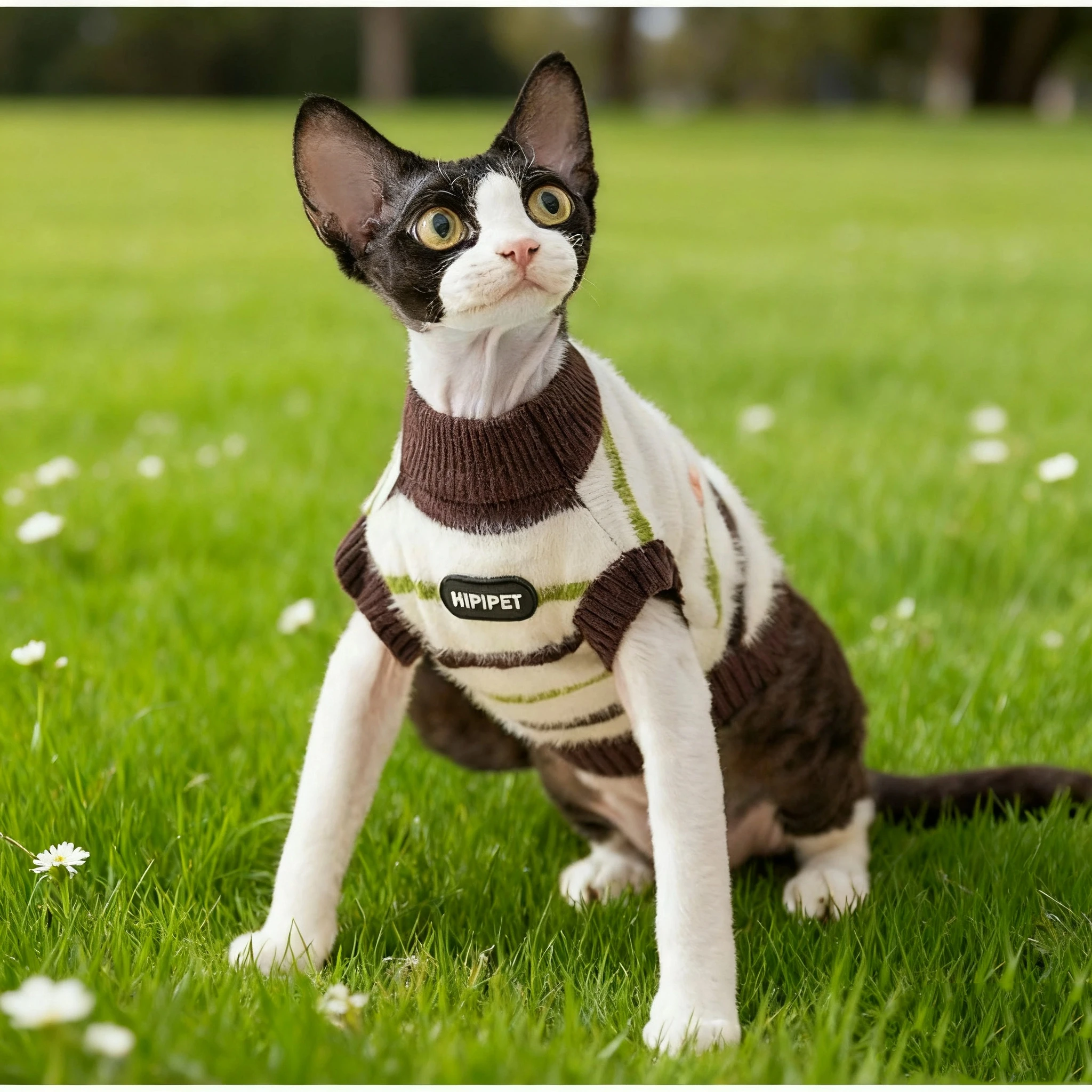 Soft Cozy Cat Clothes Winter Warm Imitation Marten Stripe Sleeveless Sweater Fashion Winter Soft Warm For Sphynx German Cat