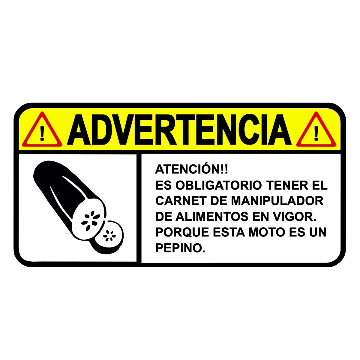 

Funny Caution Cucumber Warning Sticker – Waterproof Vinyl Decal for Car Window, Bumper, Motorcycle, Helmet