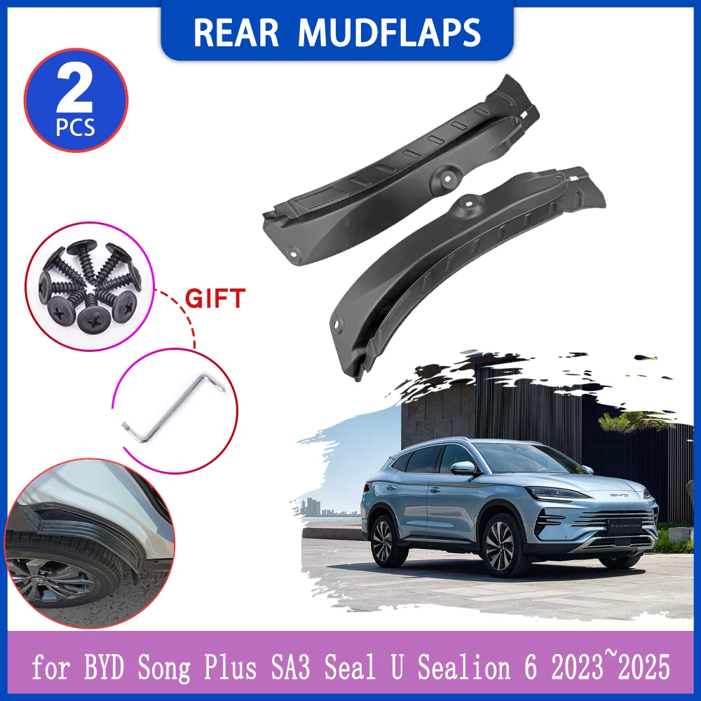 

Брызговики для BYD Song Plus SA3 Seal U Sealion 6 DM-i EV 2023 ~ 2025, брызговики, брызговик, расклешенная крышка заднего крыла, аксессуары