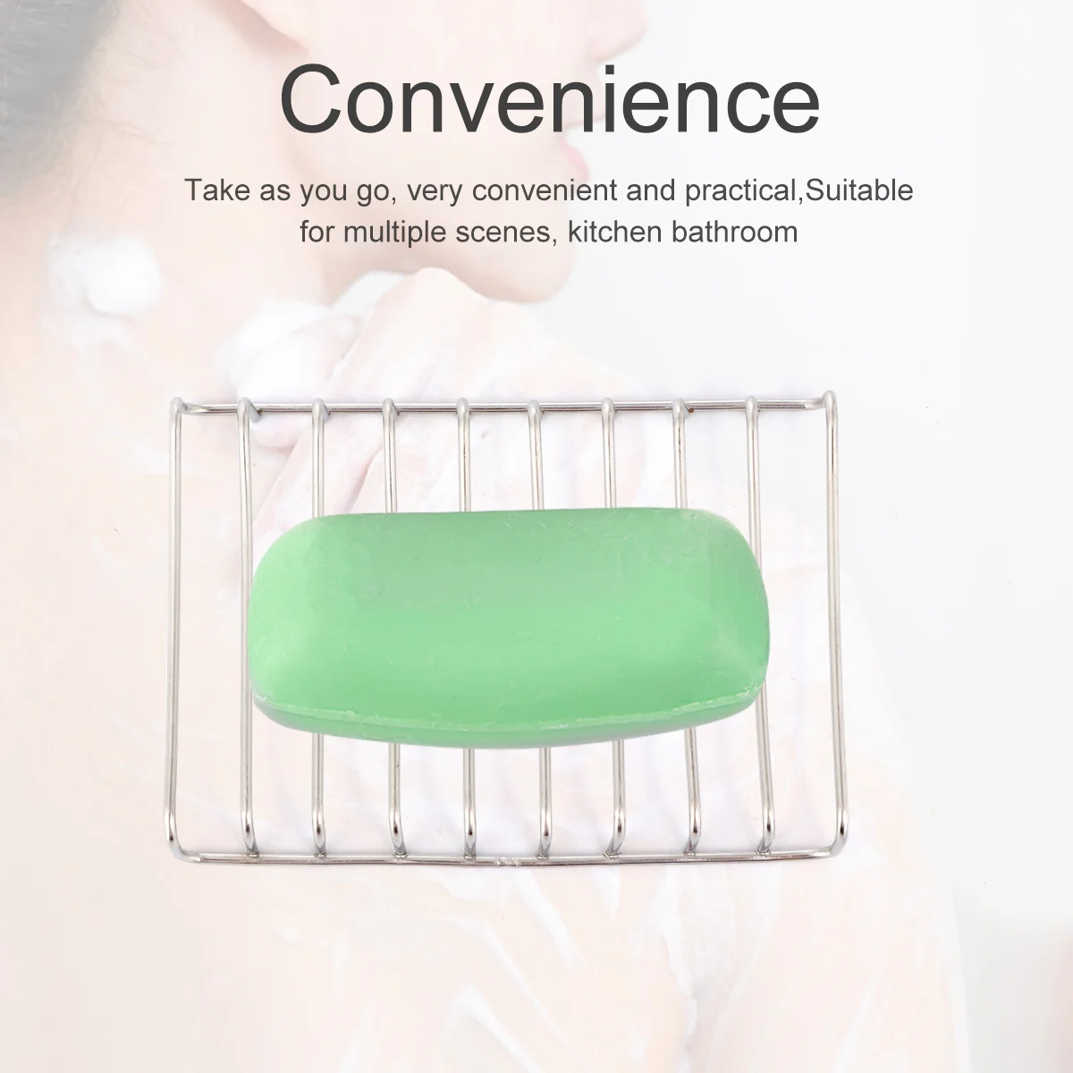 

1Pcs Stainless Steel Soap Holder White Silver Soap Dish Tray with Drainage for Bathroom Sink Countertop Organizer