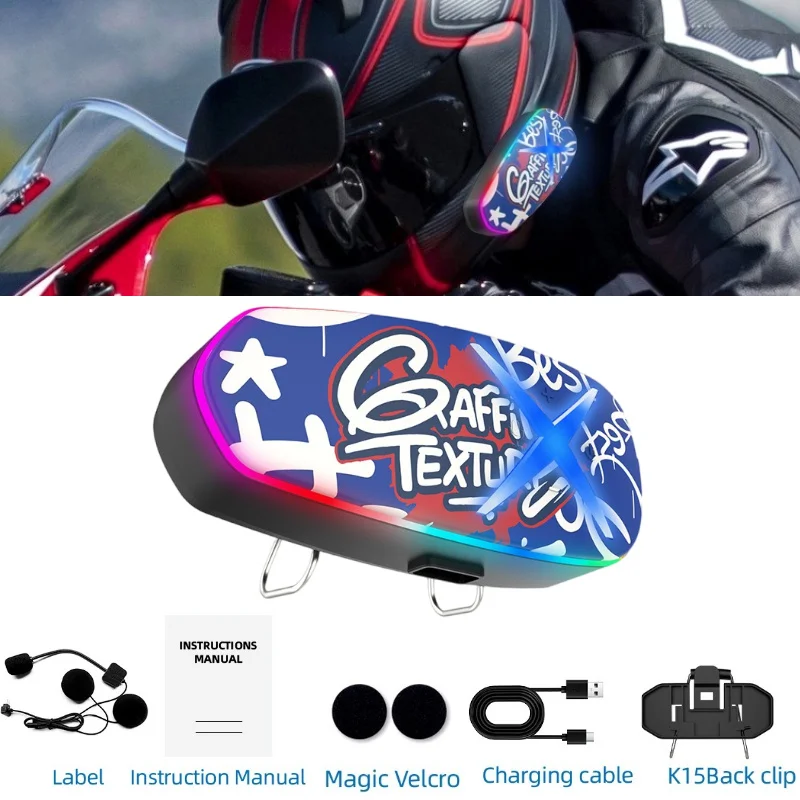 

Bluetooth 6.0 Motorcycle Helmet Headset Hands-free Call Phone Wireless Motorcycle Waterproof Earphone with Ambient Light