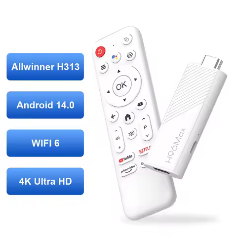 Smart TV Stick H96 Max H313 TV Stick Quad Core Android 14.0 TV Box WIFI 6 BT 5.0 Voice Assistant 4K HDR Media Player Set Top Box