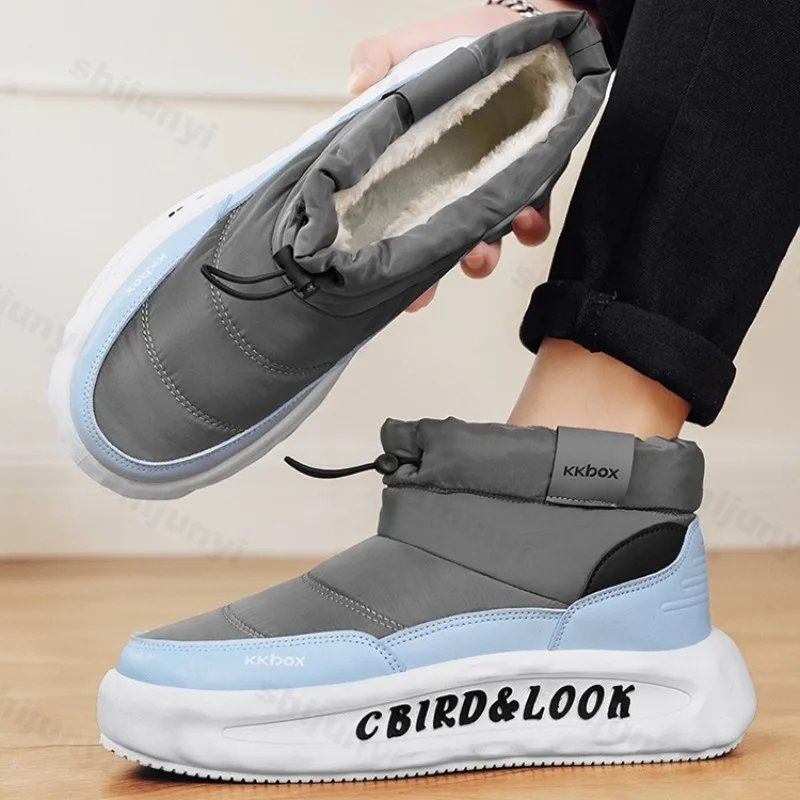 

2025 Winter High Top Warm Thick Plush Cotton Shoes Fro Men Fashion Trend Versatile Comfortable Non Slip Hairy Chunky Snow Boots