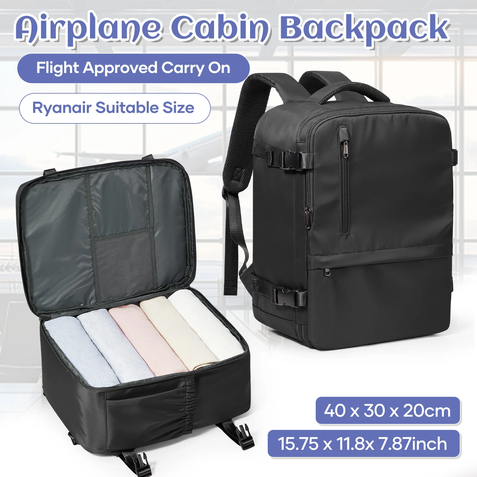 أكياس المقصورة Ryanair 40x30x20 حقيبة المقصورة تحت المقعد، حقائب اليد حقيبة السفر بحجم المقصورة حقيبة حمل الأعمال حقيبة ظهر للكمبيوتر