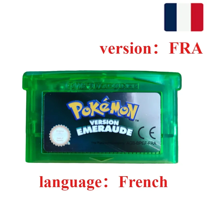 Pokemon-Serie Emerald FireRed Leafgreen Ruby Sapphire 5 Versionen GBA-Spiel in Box für 32-Bit-Videospielkonsole