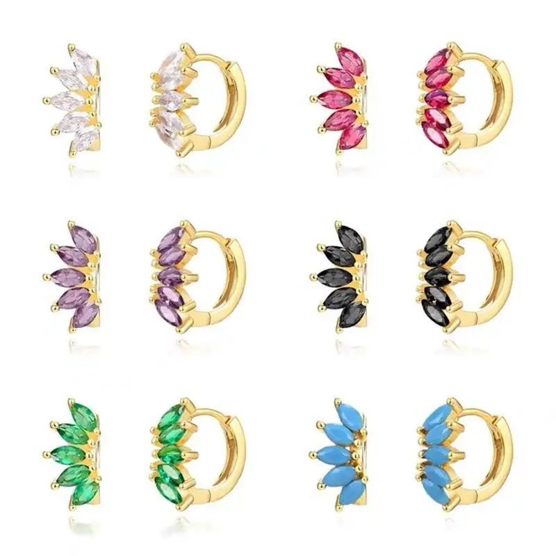 

XIYANIKE Colored Crystal Geometric Hoop Earrings For Women Ocean Fashion New Jewelry Gift Vacation серьги женски