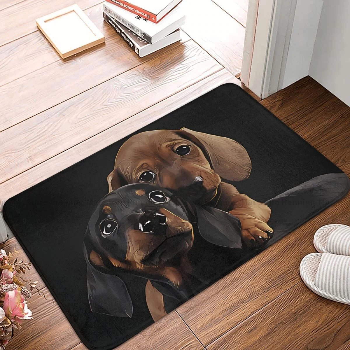 

Dachshund Pet Dog Bath Mat Portrait Photo Pupies Doormat Kitchen Carpet Balcony Rug Home Decoration