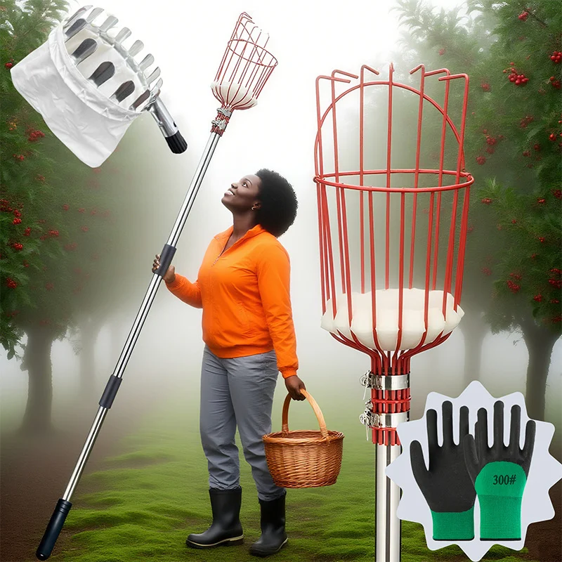 Extra‑Long Stainless Steel Fruit Picking Tool, 2 Pcs Fruit Picker Heads for Picking Mango, Carambola, Avocado