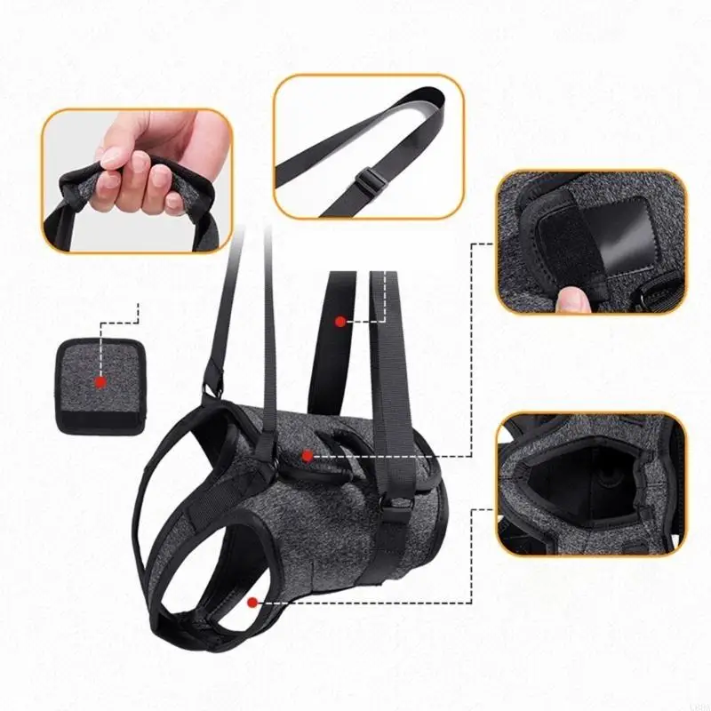 Fashionable Pet Mobility Aid Dog Slide Harness Adjustable Accessory for Rear Legs Comfortable and Breathable Designs