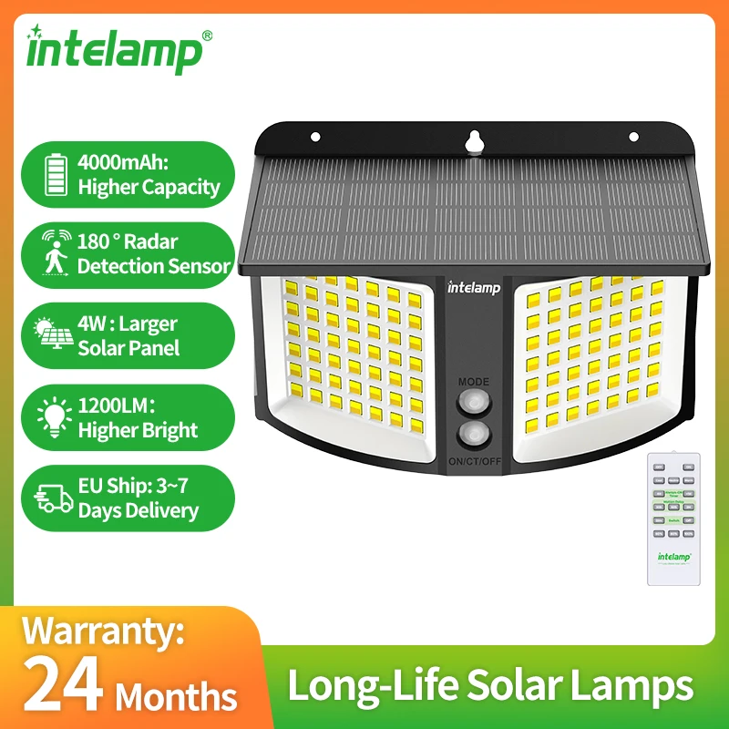 

Solar Lights Outdoor with 3 Modes Motion Sensor Super Bright Wall Lamp IP65 Waterproof Street Light for Garden Yard Path Garage