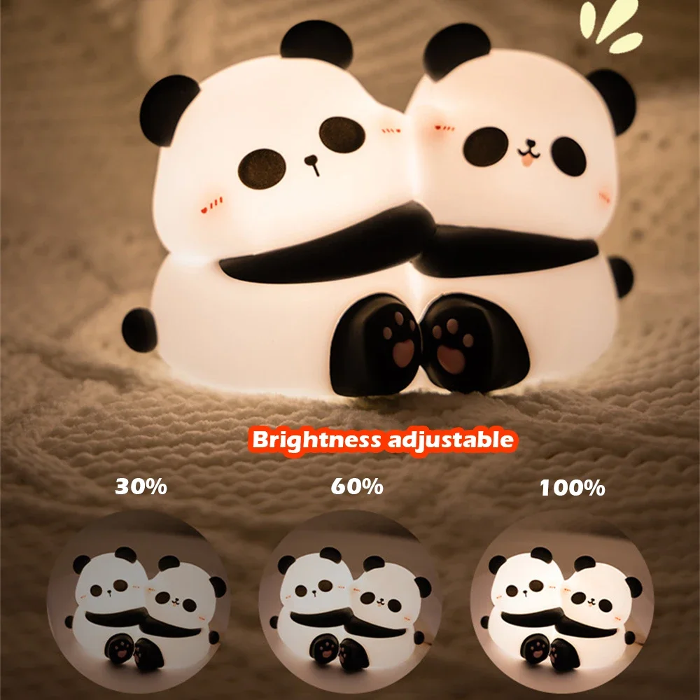 

Cute Hug Panda Night Light LED Squishy Animal Night Lamp 3 Level Dimmable Nursery Nightlight for Breastfeeding Toddler Baby Kids