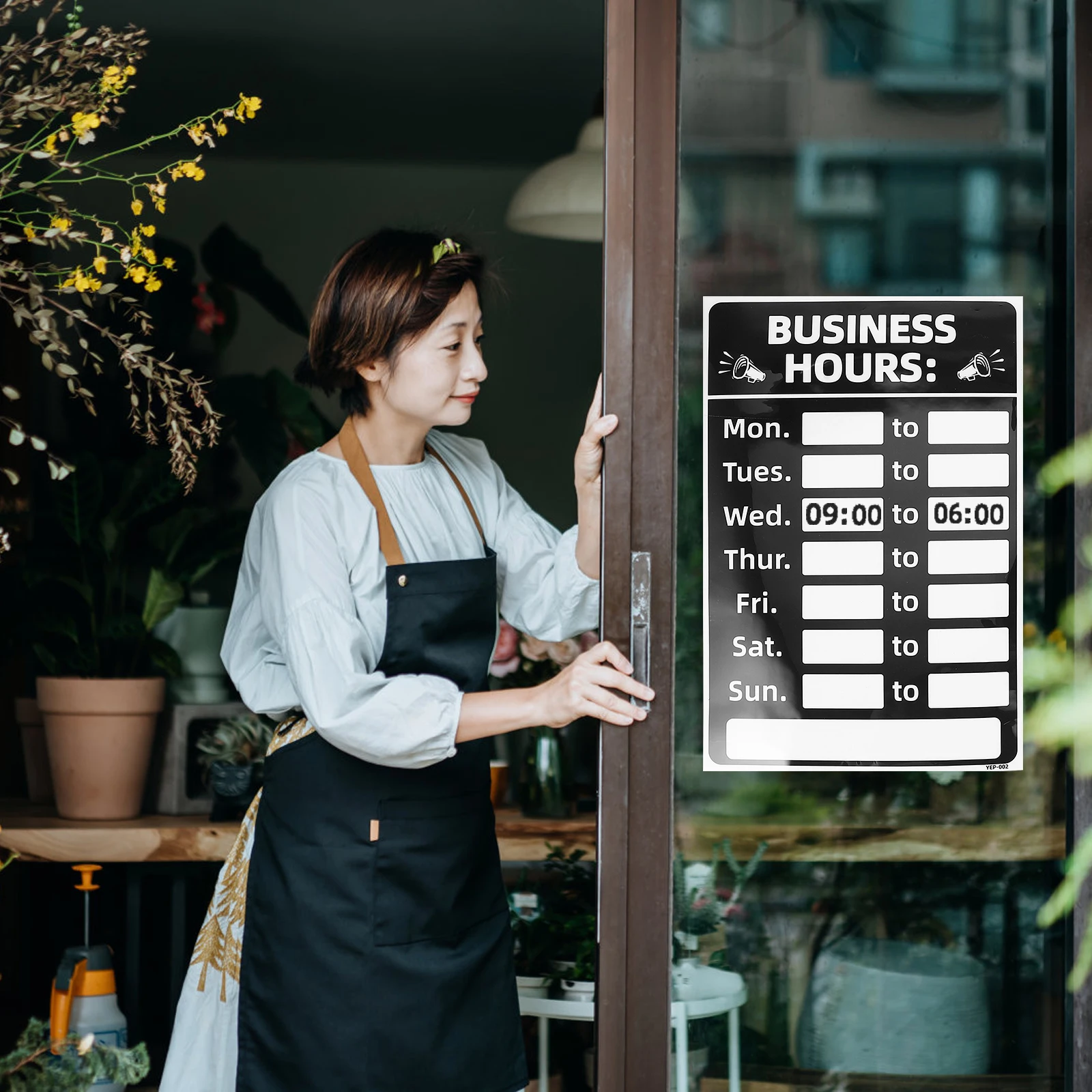 

1 Set Business Hours Sign PVC Store Hours Sign Sticker for Glass Door Shop Cafe Opening Time Reminder