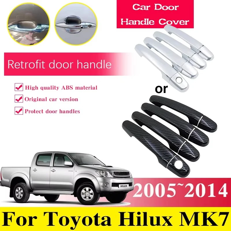 ABS Car Door Handle Cover for Toyota Hilux MK7 2005 2006 2007 2008~2014 Styling Sticker Decoration Chrome Paint Auto Accessories