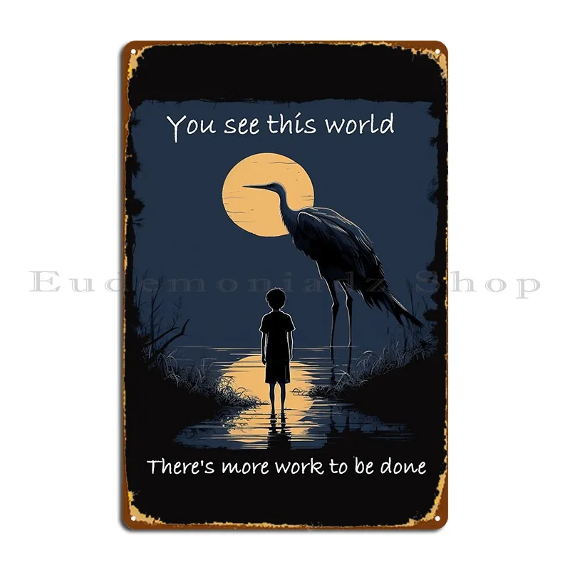 The Boy And The Heron Metal Sign PaintingCustomized Cave Garage Wall Cave Tin Sign Poster