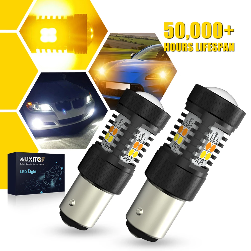

AUXITO 2Pcs Switchback 1157 P21/5W BAY15D LED Bulb White Yellow 7443 W21/5W 3156 3157 P27/7W Turn Signal Light Reverse Lights