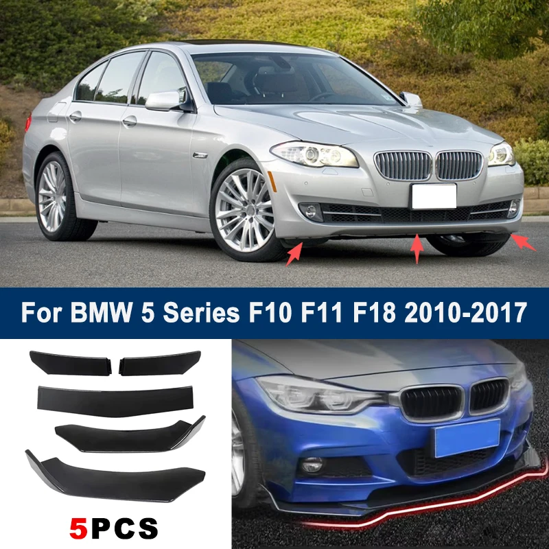 For BMW 5 Series F10 F11 F18 2010-2017 model, adjustable 5PCS front bumper lip spoiler protection decorative kit, car body kit