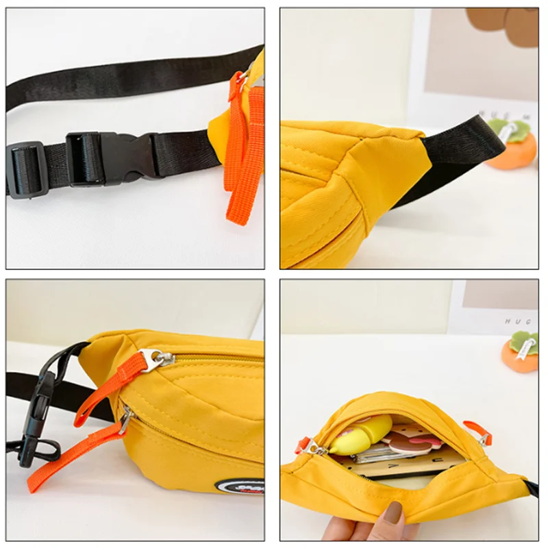 Cute Children Waist Bag High Quality Canvas Belt Bags Designer Crossbody Chest Bag Female Solid Fanny Pack Hip Purse