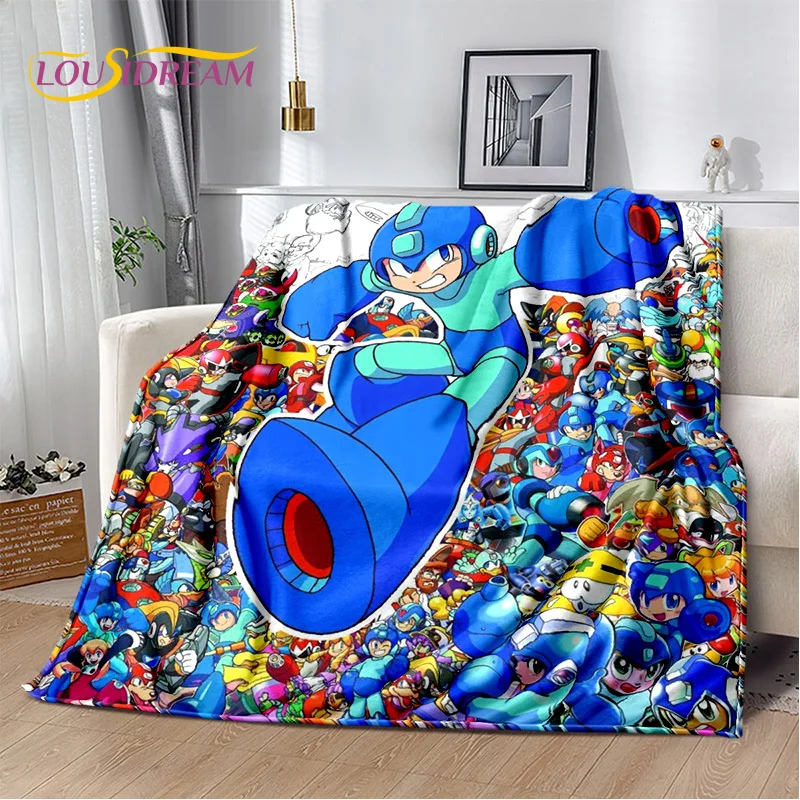 

Retro Cartoon Rockman Mega Man Game Soft Blankets,Keep Warm Throw Blanket Comfortable Blanket for Picnic Beds Sofa Home Bedroom