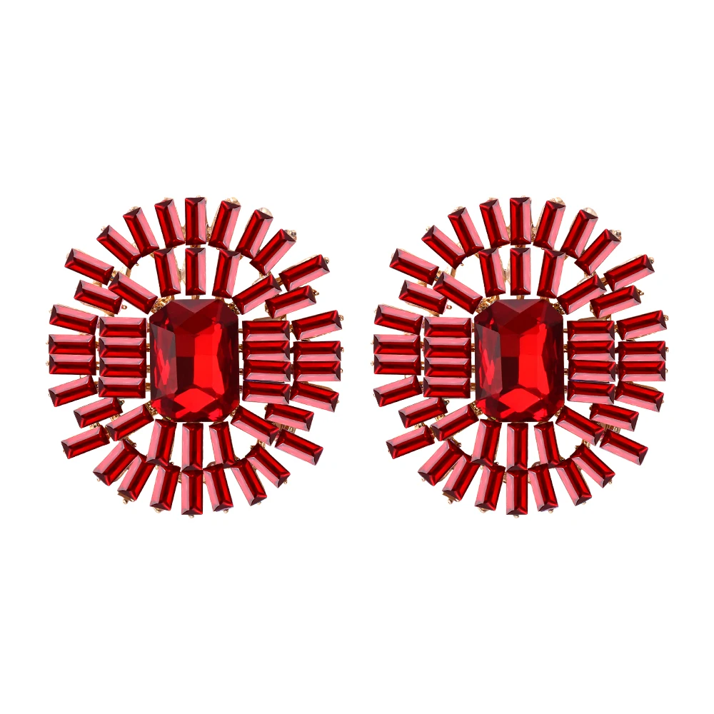 Wholesale Red Series Long Dangle Earrings For Women 2022 Trend New Luxury Design Geometric Vintage Pendant Jewelry Accessories