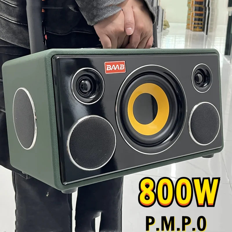 Professional 6.5-Inch HIFI Bass Wooden Karaoke Speaker P. M.P.0 800W Home Theatre Party System LED Lighting Battery for Computer