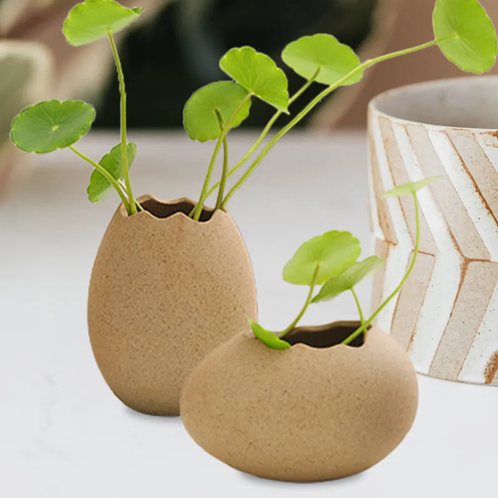 Small Eggshell Storage Bowl Creative Ceramic Dessert Bowl Portable Tableware for Family Outdoor Use Decorative Flower Vase