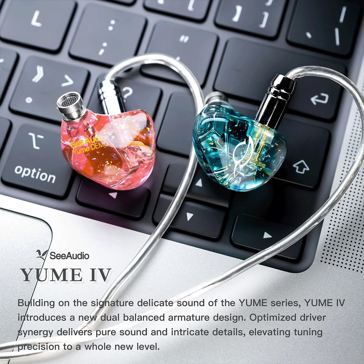SeeAudio YUME IV In Ear Monitors 2BA Driver Wired HiFi Music Earphone Detachable 0.78mm 2Pin Cable Bass Vocal Audiophile IEM
