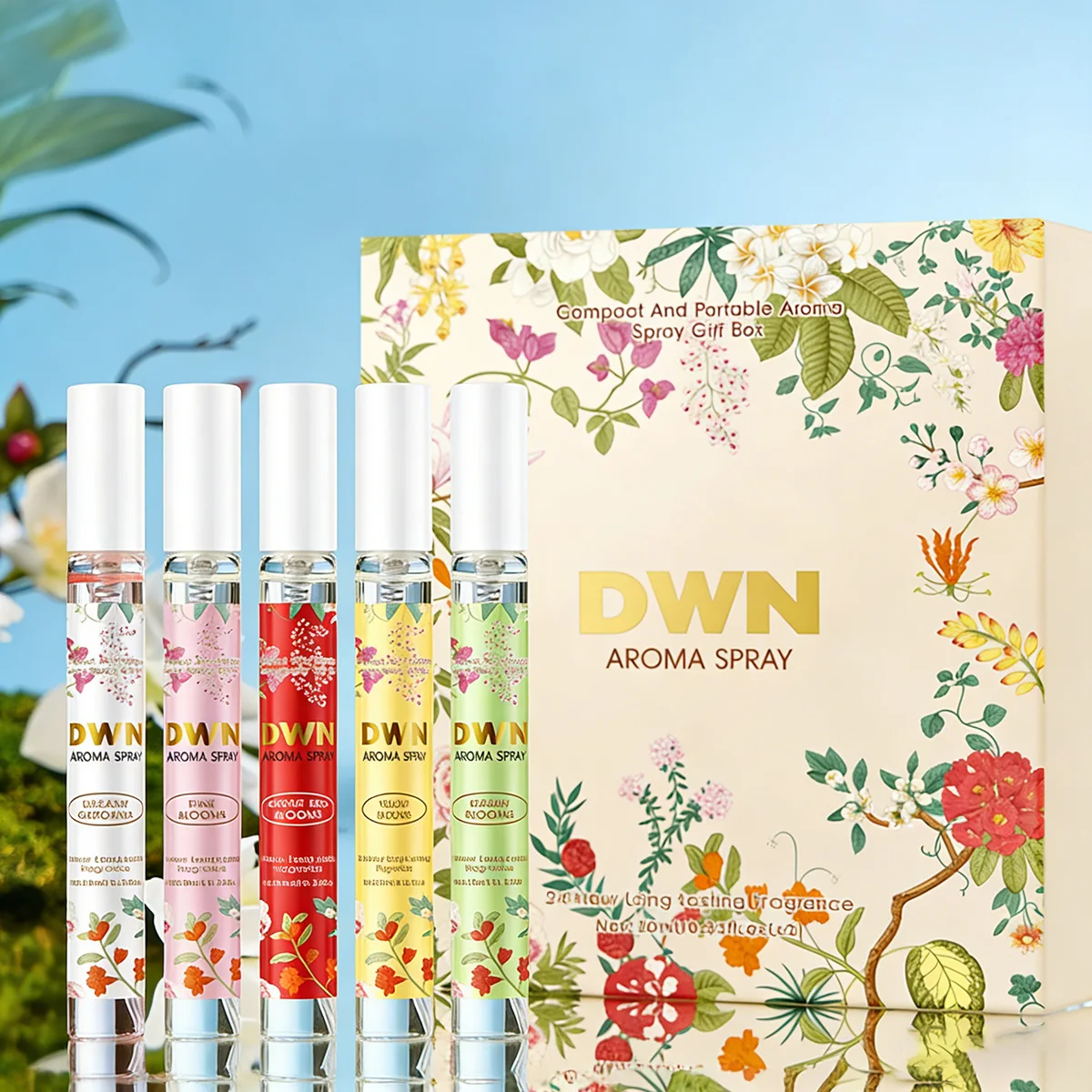 

Набор из 5 парфюмерных спреев с цветочным ароматом, стойкий, элегантный и очаровательный парфюм для женщин и мужчин, романтический аромат с феромонами, 10 мл