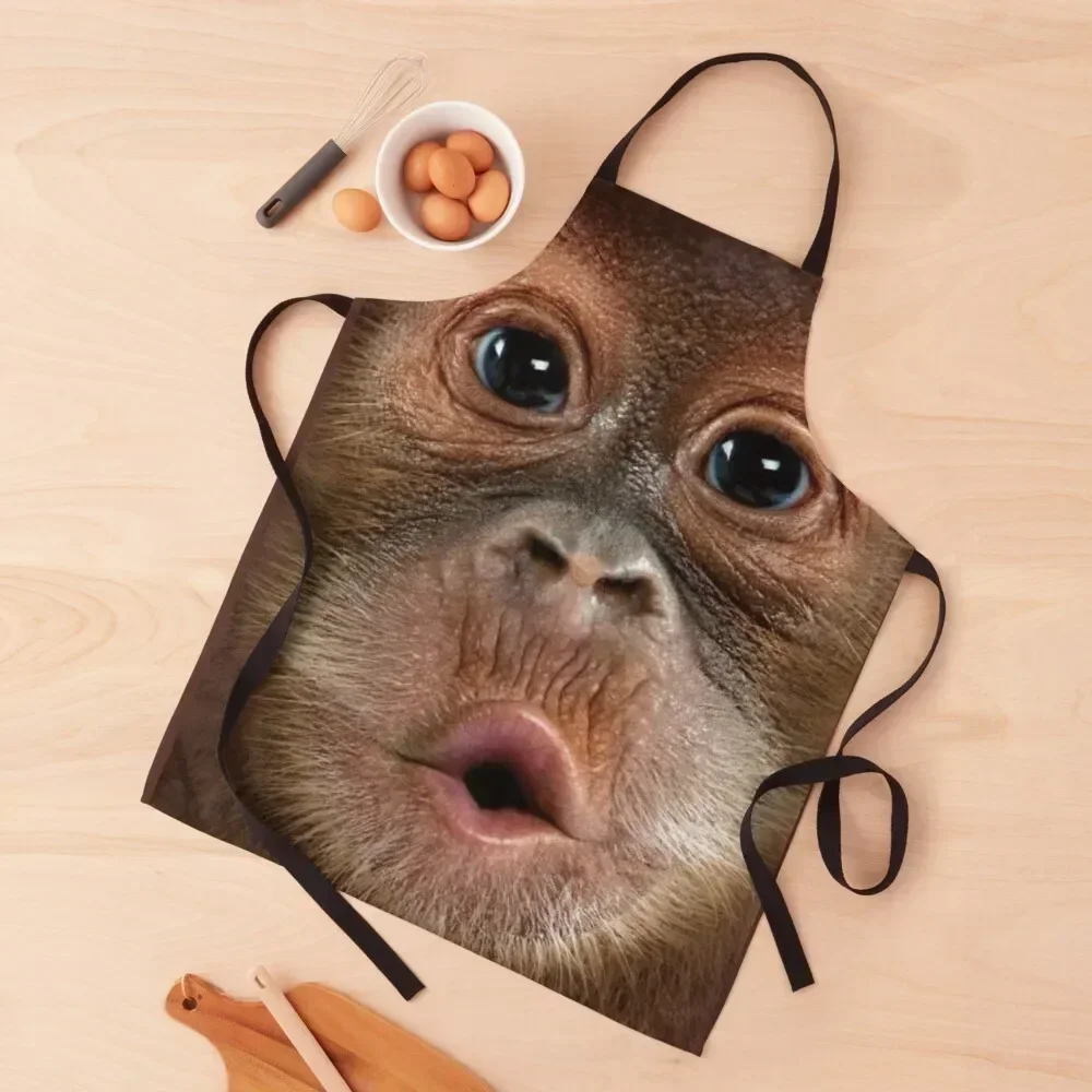 

Big Face Baby Orangutan Monkey Apron Men kitchen men's barbecue For Men Apron