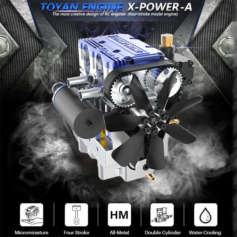 Toyan Two-cylinder Four-stroke Engine Model DIY Parts Edition X-power-A Water-cooled Methanol Engine 2023 New