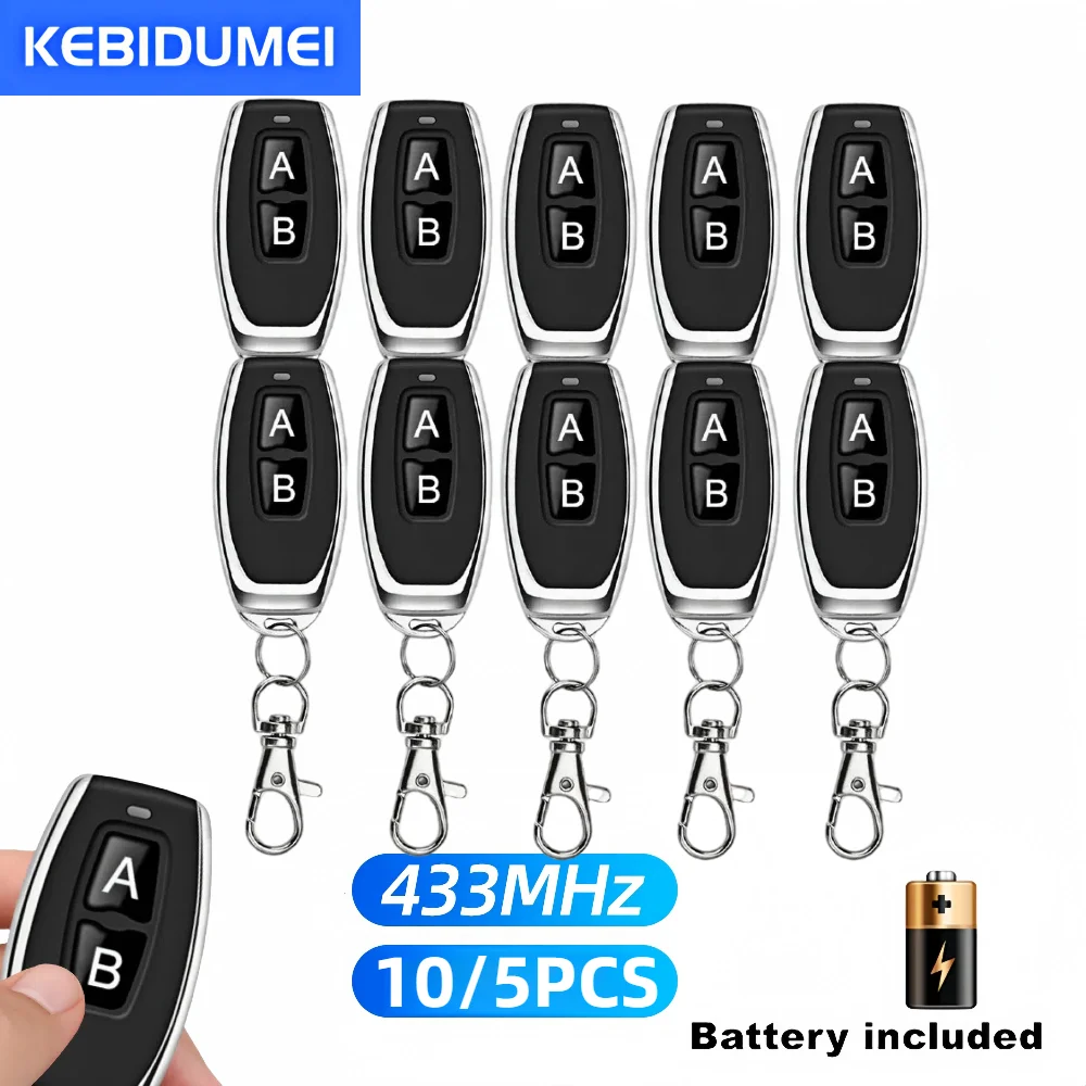 10-pecas-433mhz-controle-remoto-a-prova-d'agua-automatico-codigo-de-2-canais-codigo-de-aprendizagem-eletrica-ev1527-portao-abridor-de-porta-de-garagem-com-chaveiro