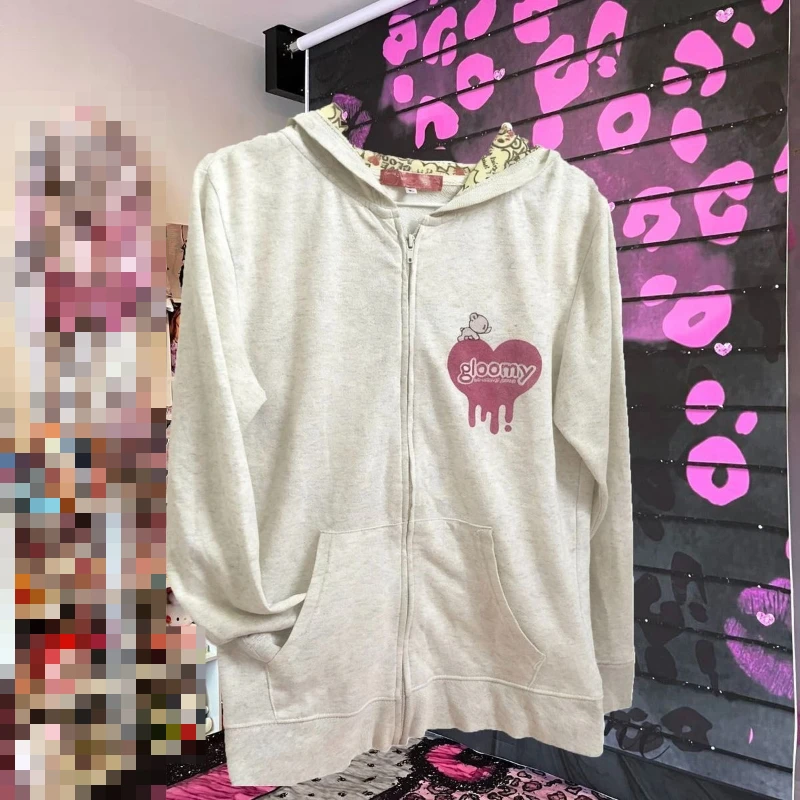 Y2K Harajuku Sweet Edgy Vampire Gloomy Bear Graphic Print Hoodie Women Oversized Loose Fit Ear Hood Casual Streetwear Sweatshirt - view 5