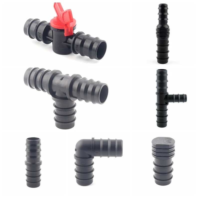 5pcs  25PE Pipe Fittings Barbed Straight Through Socket Elbow Tee Plug Micro Sprinkler Drip Irrigation Pipe Fittings