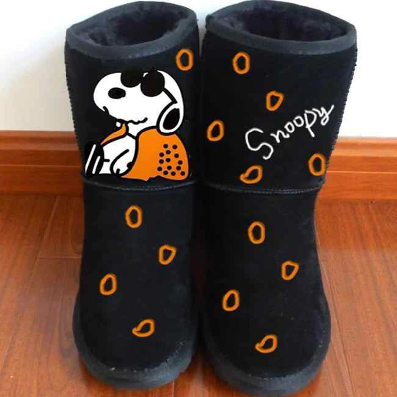 

Anime Cartoon Snoopy Snow Boots Winter Warm and Thick Couple Boots Mid Calf Snow Boots Give A Gift To A Friend
