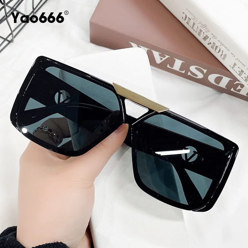 Fashion Square Blue Blocking Sunglasses Men Vintage Square Luxury Brand Women Sunglasses Designer Unisex Stylish Shades UV400