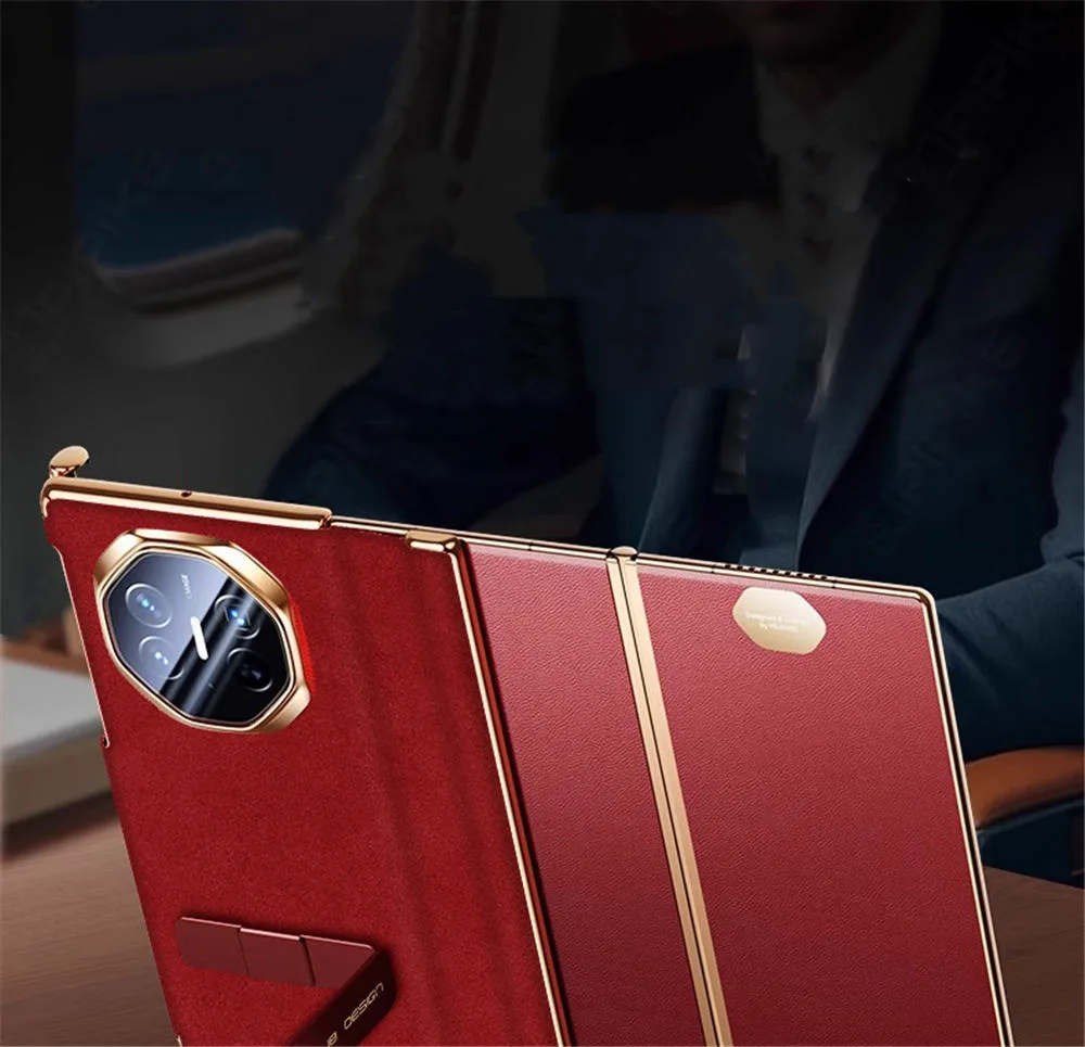 Oryginalne skórzane etui z klapką ALCANTARA do Huawei Mate XT z podwójnym zawiasem i osłoną ochronną