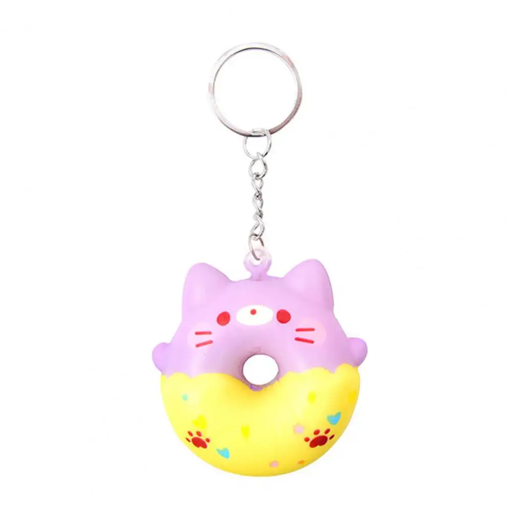 Cute Keychain Key Holder Slow Rebound Cartoon Decompression Toy Animal Donut Squeeze Toy Keychain Backpack Supplies