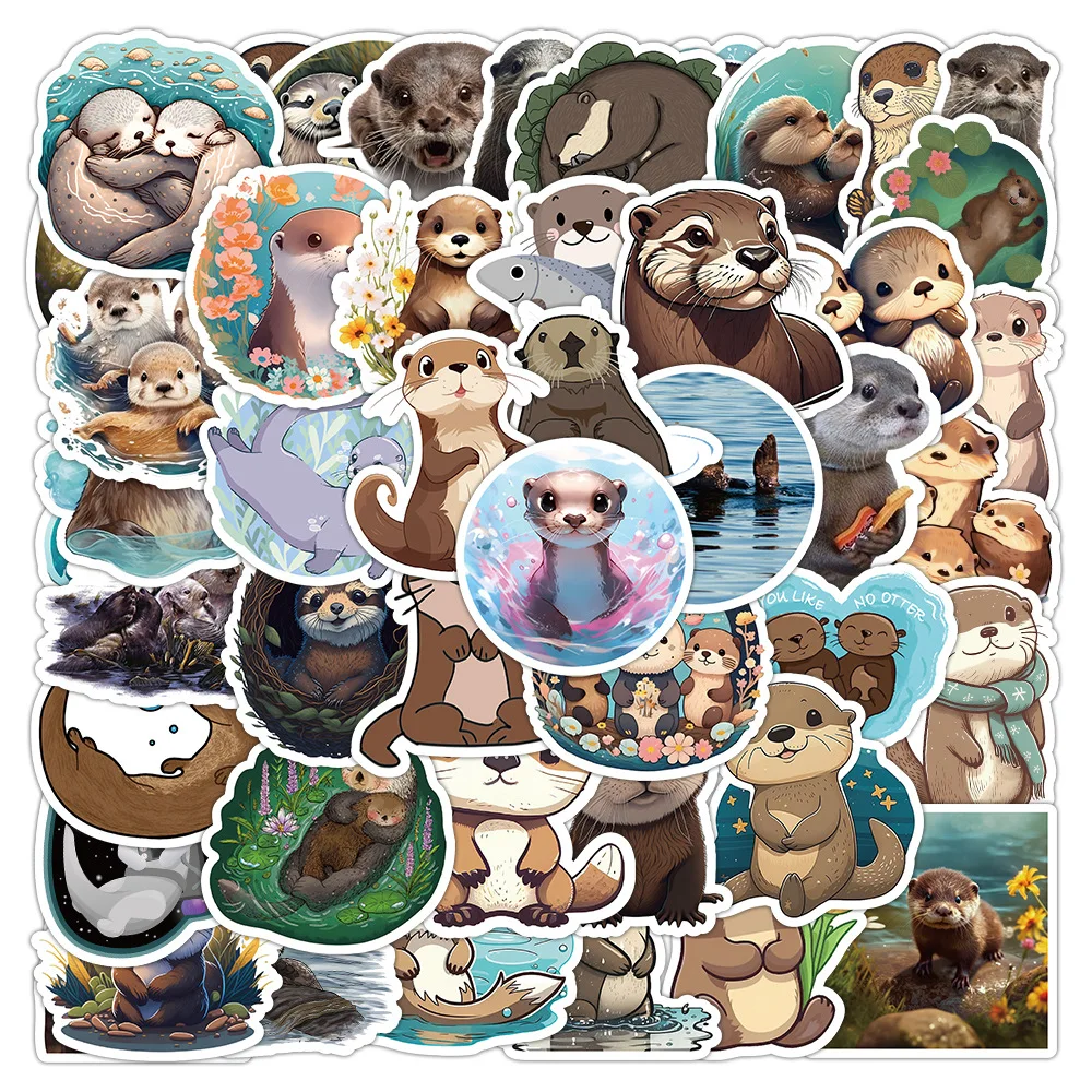 

10/30/50pcs Otter Cartoon Graffiti Sticker Cute Small Animal Decoration Car Water Cup Waterproof Kids Toys Decorative Stickers